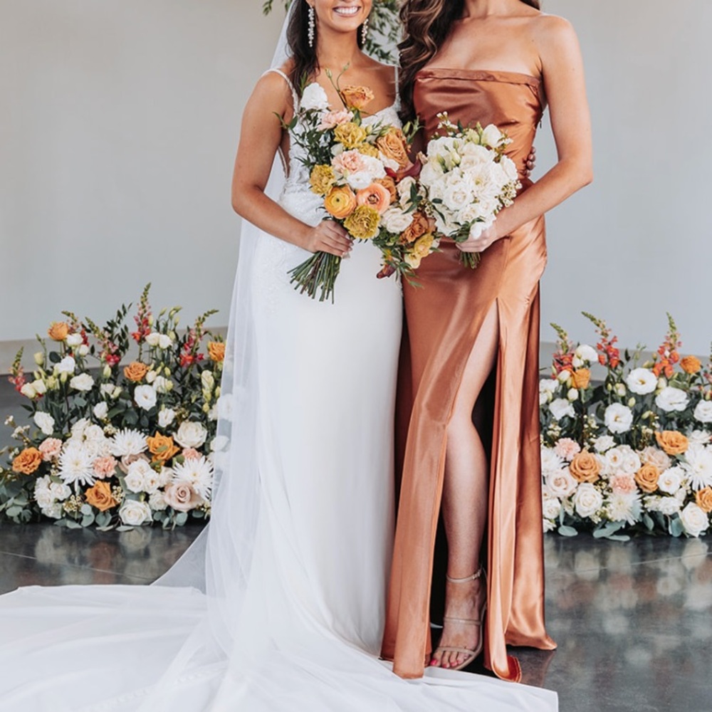Birdy Grey Strapless Satin Gown